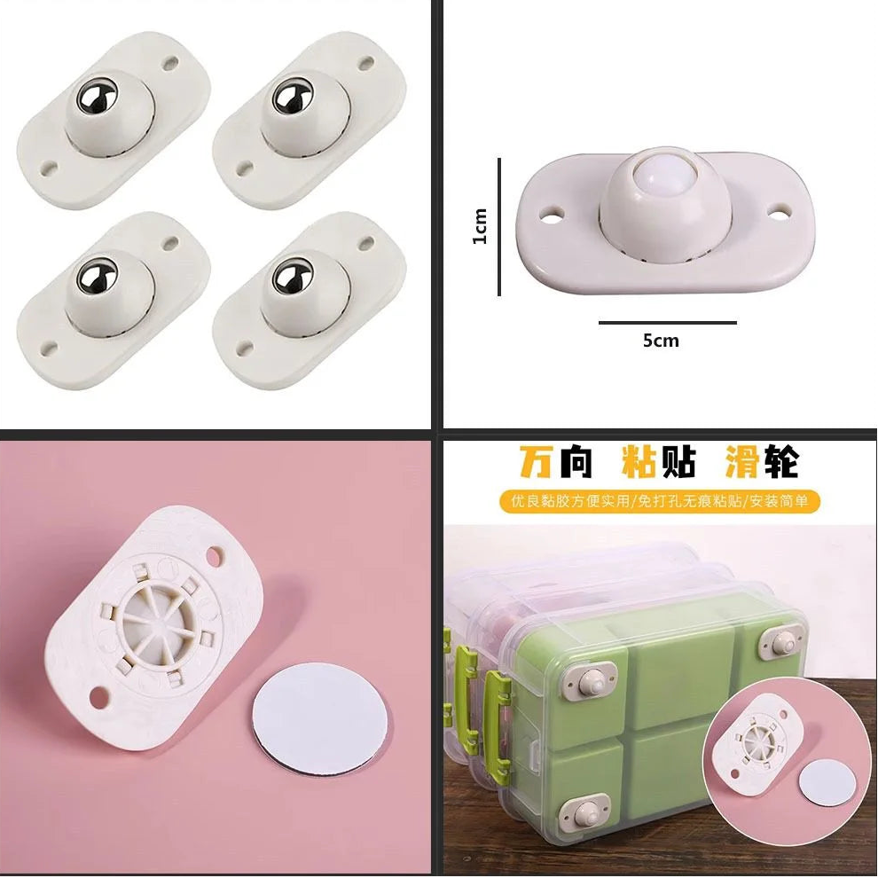 4 Pcs Self-Adhesive Universal Mini Swivel Caster Wheels