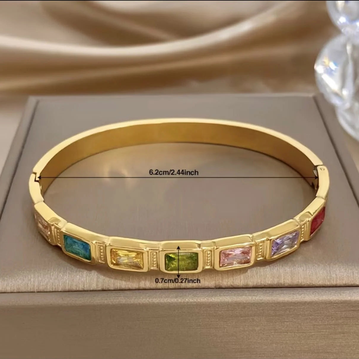Stainless Steel  multi-color zirconia Bracelet