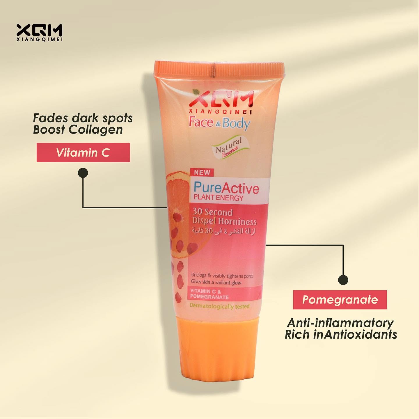 XQM Exfoliating Face and Body Scrub Gel Pomegranate and Vitamin C – 100g