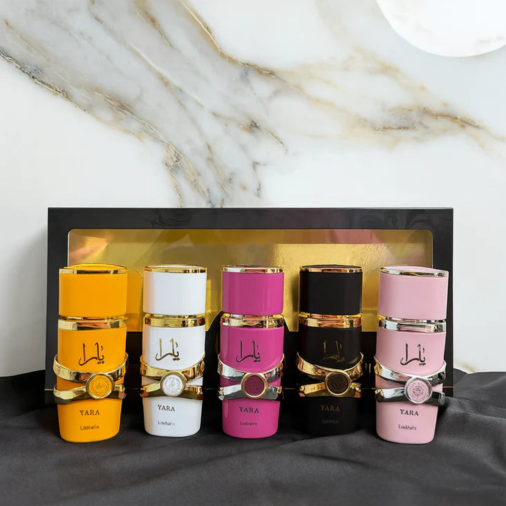 LATTAFA YARA 4 Pcs and ASAD 1 Pcs EAU DE Perfume Natural Spray - 30ml x 5
