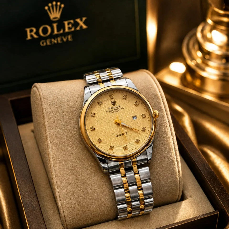Rolex Style Stainless Steel Chain & Master Lock Watch - With Box