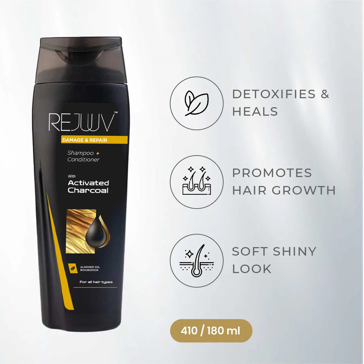 Rejuuv Restore & Repair Shampoo with Activated Charcoal – 180ml