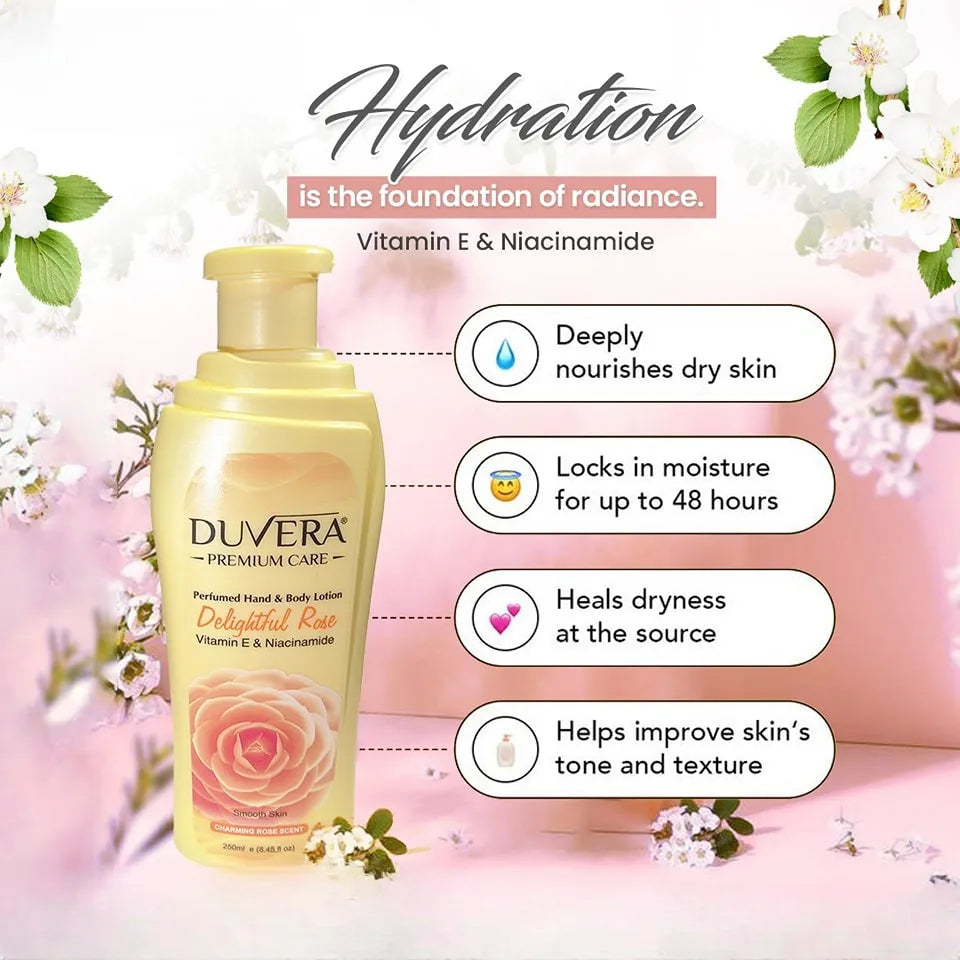Duvera Delightful Rose Perfumed Hand & Body Lotion 250ml