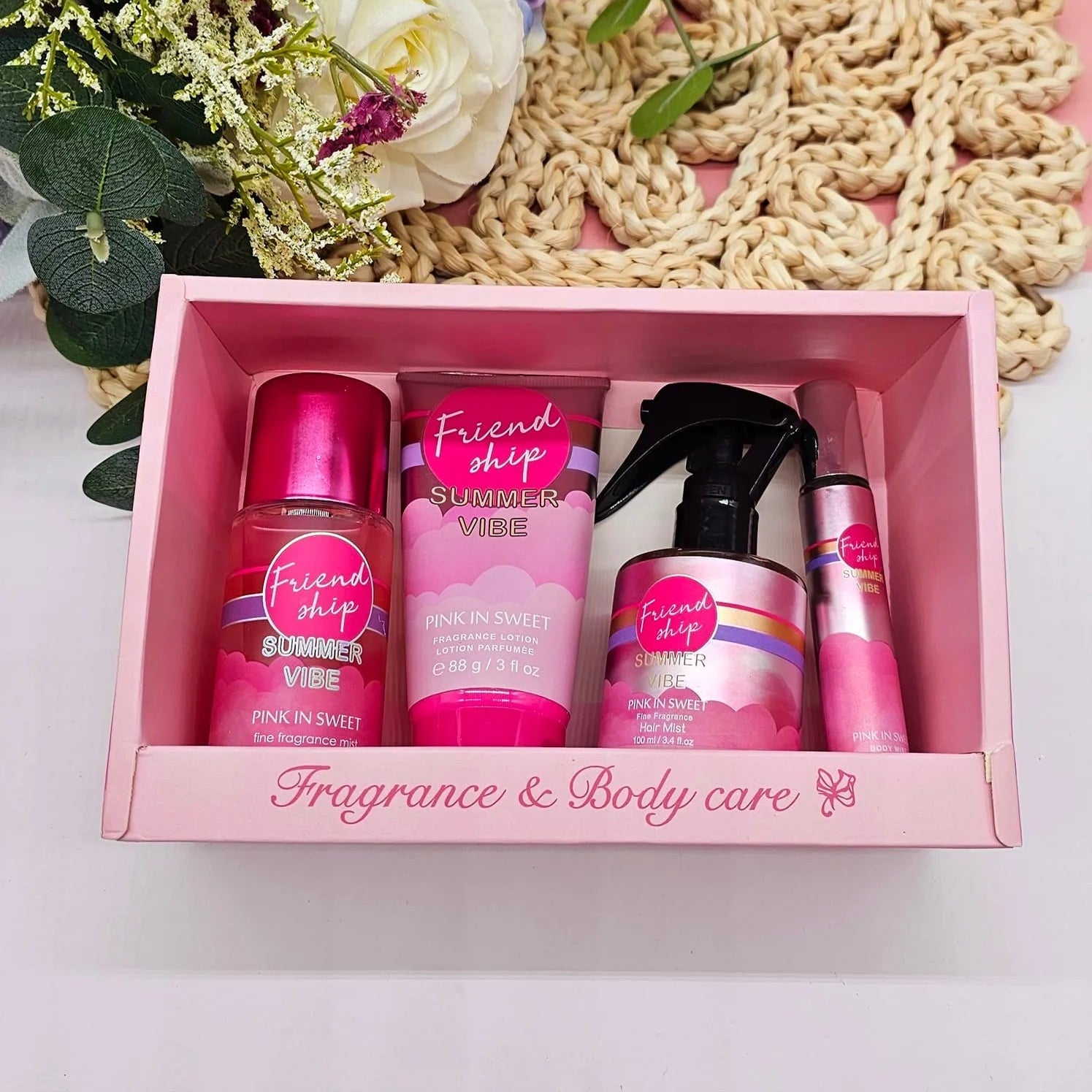 Pink In Sweet Friend Ship Summer Vibe Fragrance and Body Care Gift Set