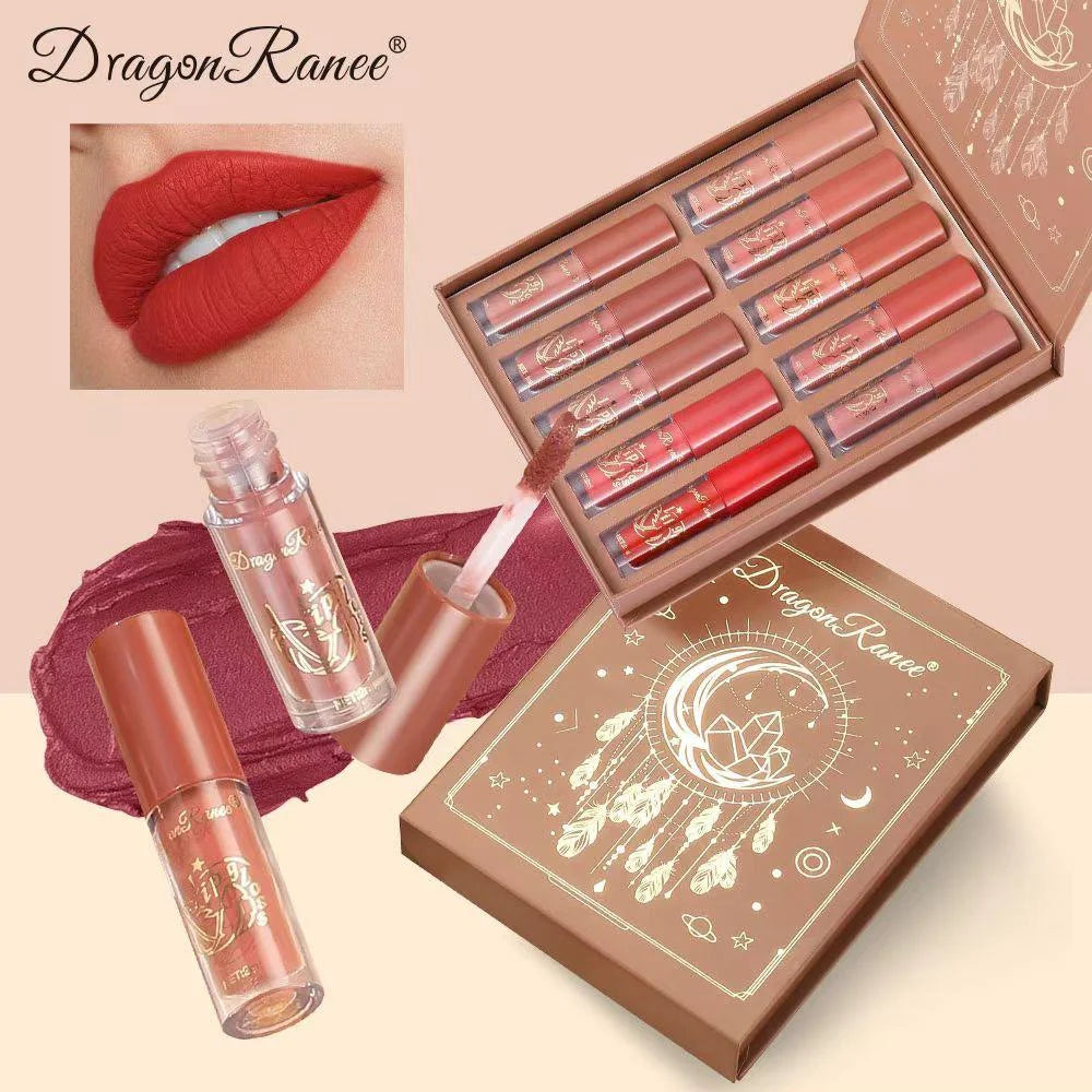 Dragon Ranee Cherry Matte Lip Gloss – 10 Pcs Set