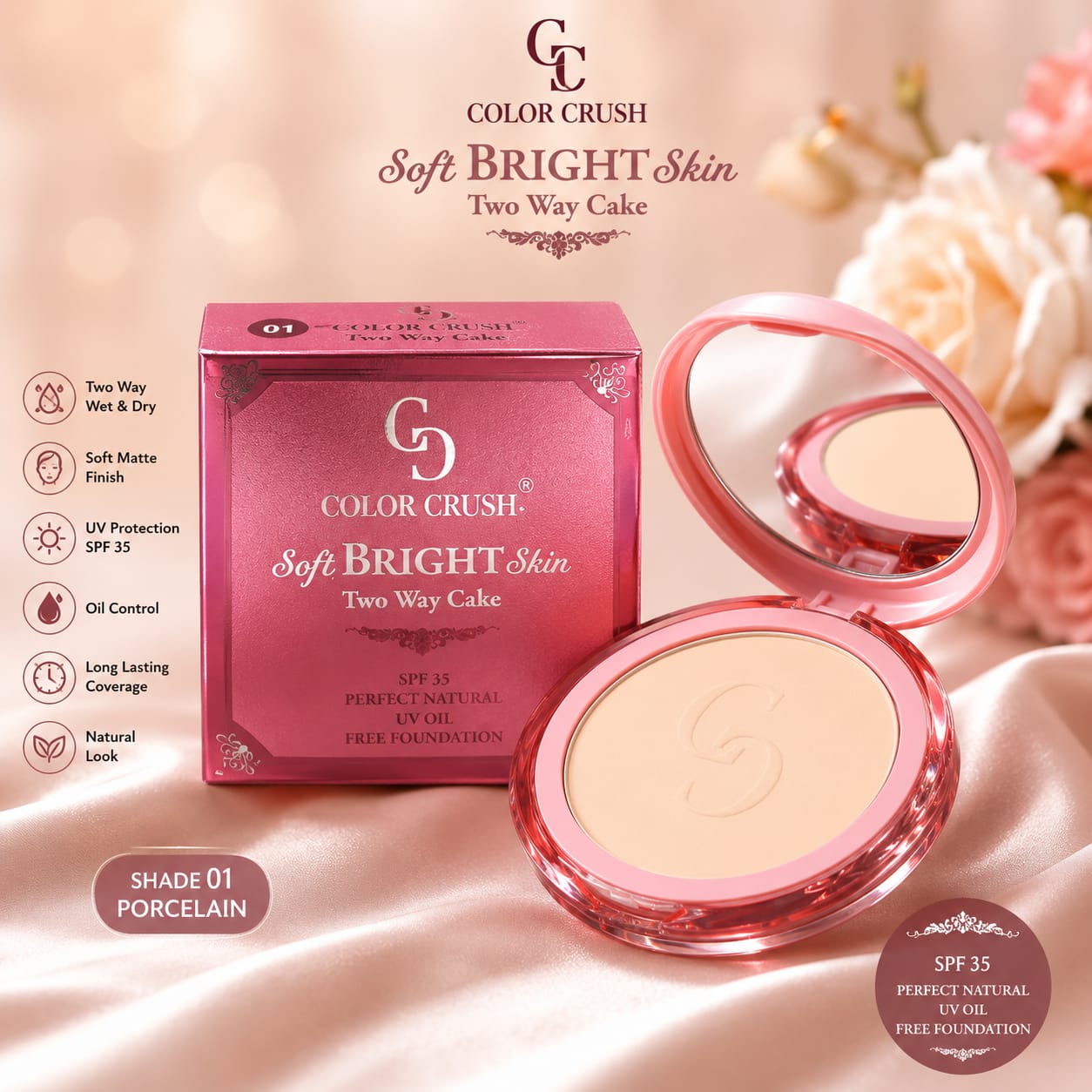 𝘾𝙊𝙇𝙊𝙍 𝘾𝙍𝙐𝙎𝙃 Soft Bright skin Two way cake Face Powder