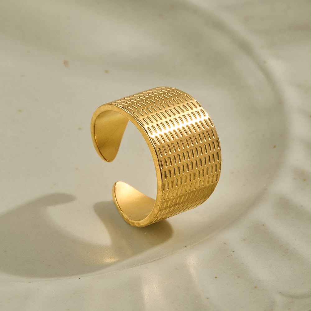 Stainless Steel  wide open-band cuff ring - Each