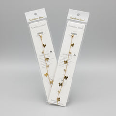 Stainless Steel Gold Butterfly Charm Bracelet - Each