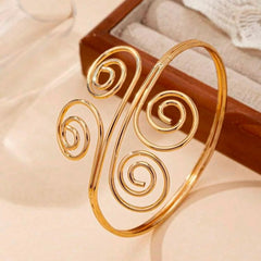 Stainless Steel double-swirl spiral upper arm cuff - Each