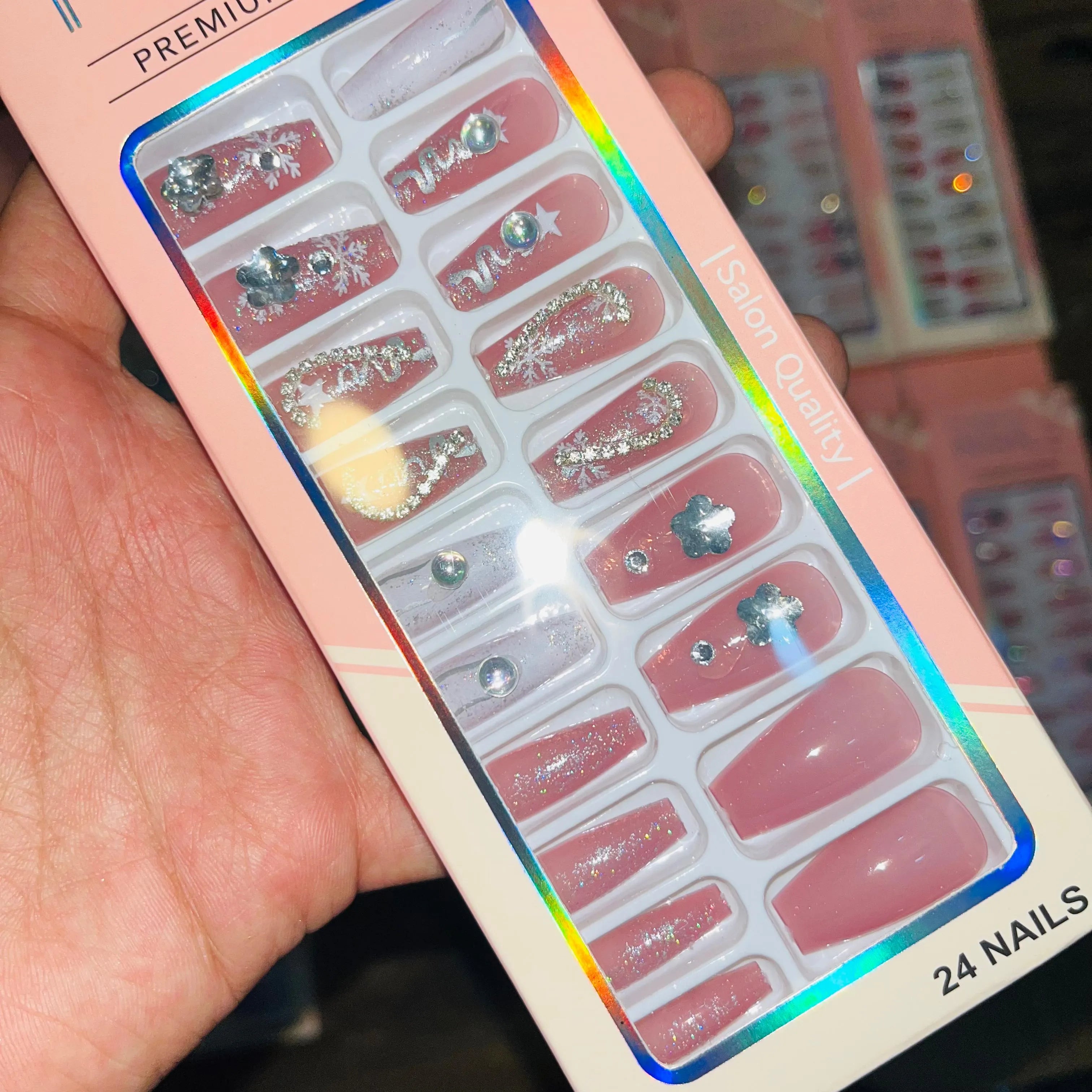 Professional Premium Series Artifical Nails With Free Stickers (24Pcs)