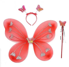 Kids Butterfly Headband Wings Party Props with Fairy Wand Glitter Butterfly