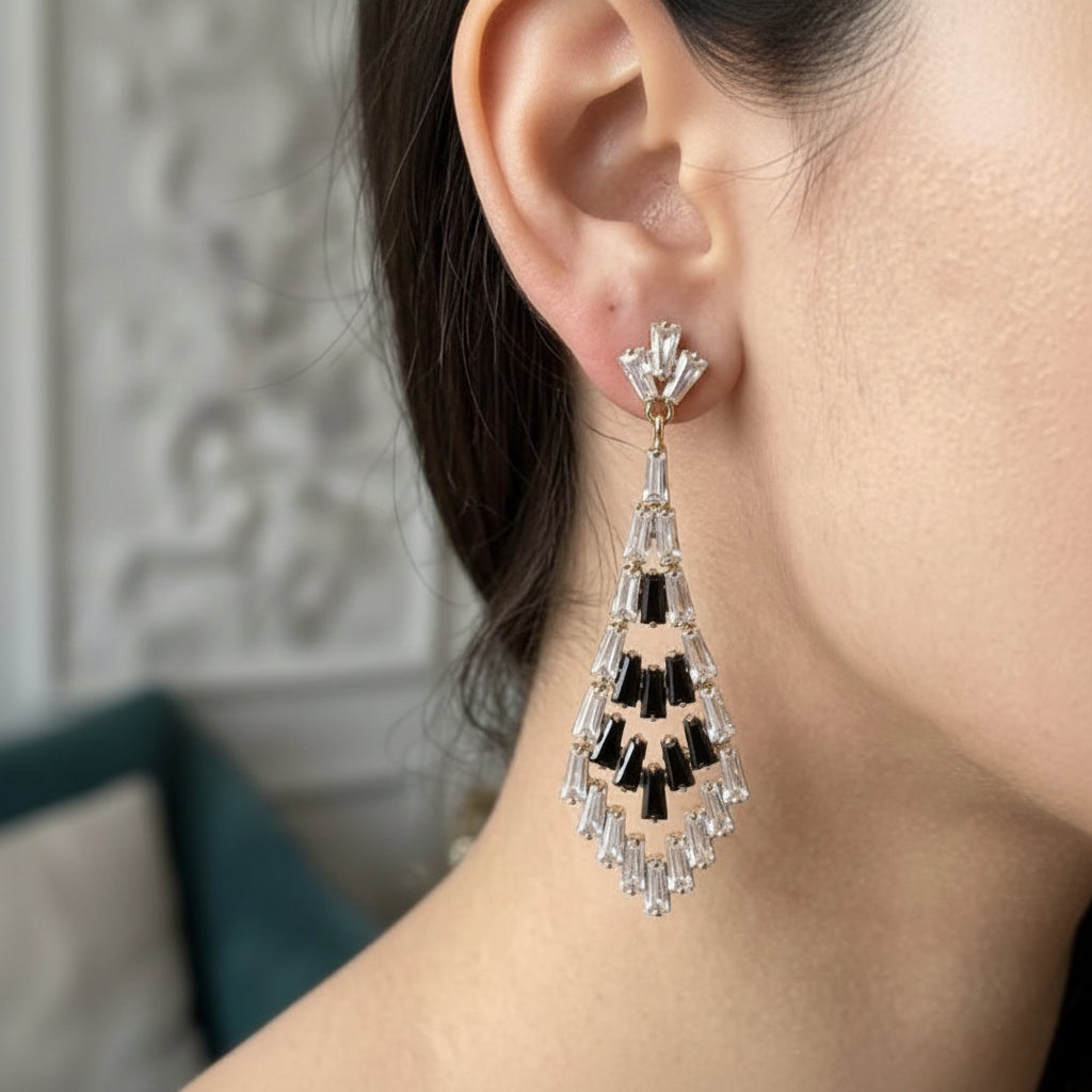 Gold-Tone Crystal Chandelier Earrings