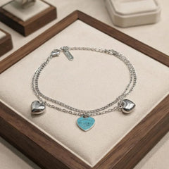 Silver Tiffany double-chain heart bracelet - Each