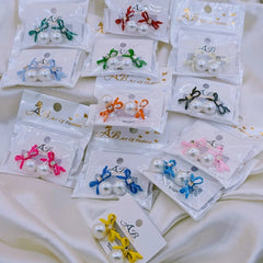 Art of Fashion Bow Earings With Pearl - Each Set