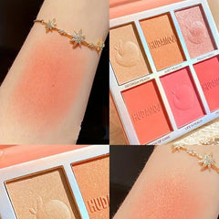 6 Color Hudamoji Bellini Blush + Highlighter Palette