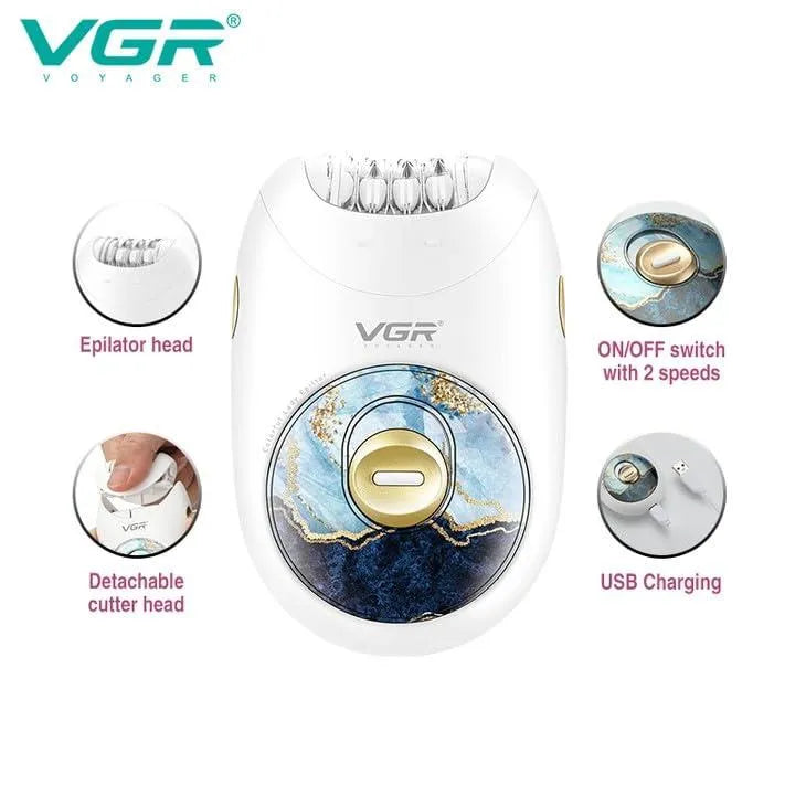 VGR V-706 Cordless Professional Women Epilator with 18 Tweezers