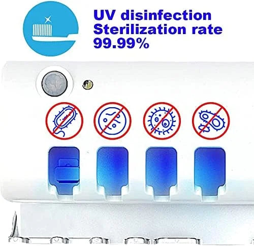 UV Toothbrush Sterilizer/Rechargeable Solar Power LED Disinfection Wall Mounted Toothbrush Holder