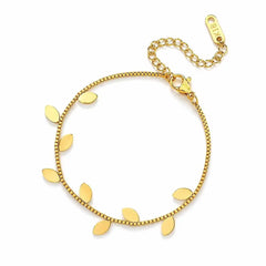 Gold Leaf Charm Chain Bracelet