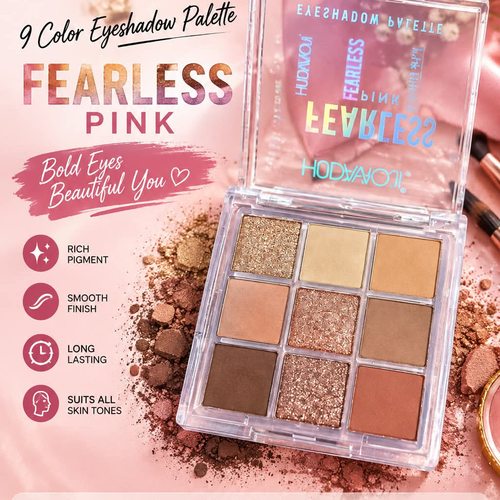 Hudamoji Fearless Pink 9-Color Eyeshadow Palette