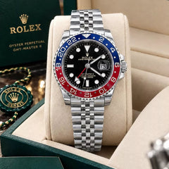 Rolex GMT Style Stainless Steel Watch with Working Date and Butterfly Lock - With Box