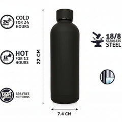 Generic Black Stainless Steel Vacuum Insulated Water Bottl - 500ml