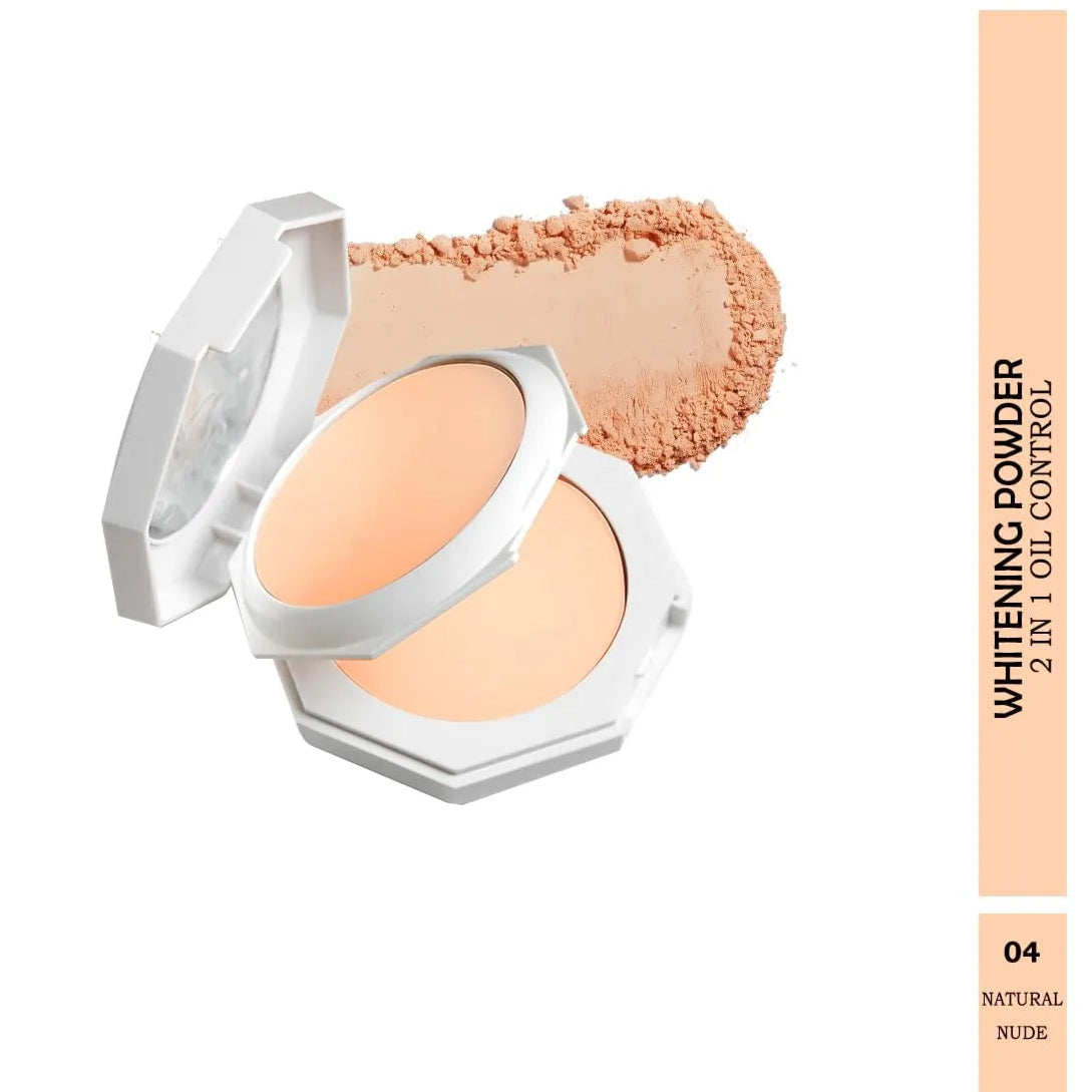 Maliao Whitening Compact Powder | Prime & Fine Makeup Effect | Long-Lasting Oil Control | Smooth Finish | Lightweight Formula | Ideal for All Skin Types