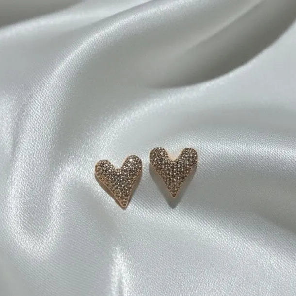 Zircon Gold-Plated Stone Heart Stud