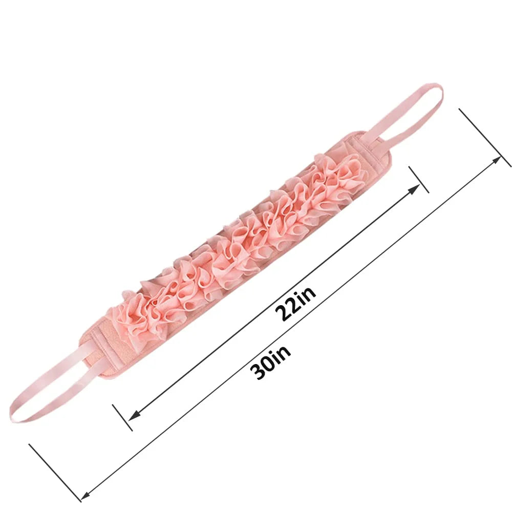 Back Scrubber for Shower, 30 Inches Long Strap Double Sided Exfoliating Loofah Sponge
