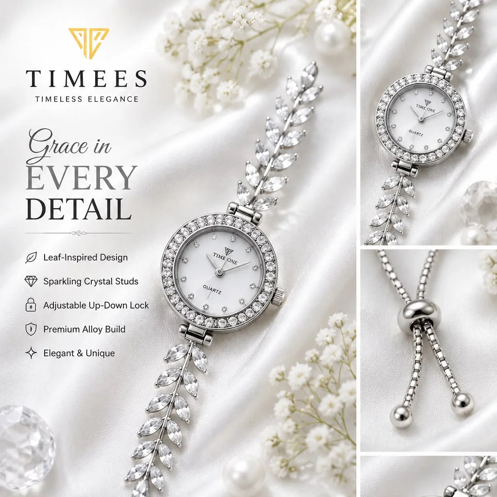 Timeless Elegance Leaf-Inspired Quartz Bracelet Watch