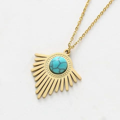 Gold Turquoise Sunburst Necklace - Each