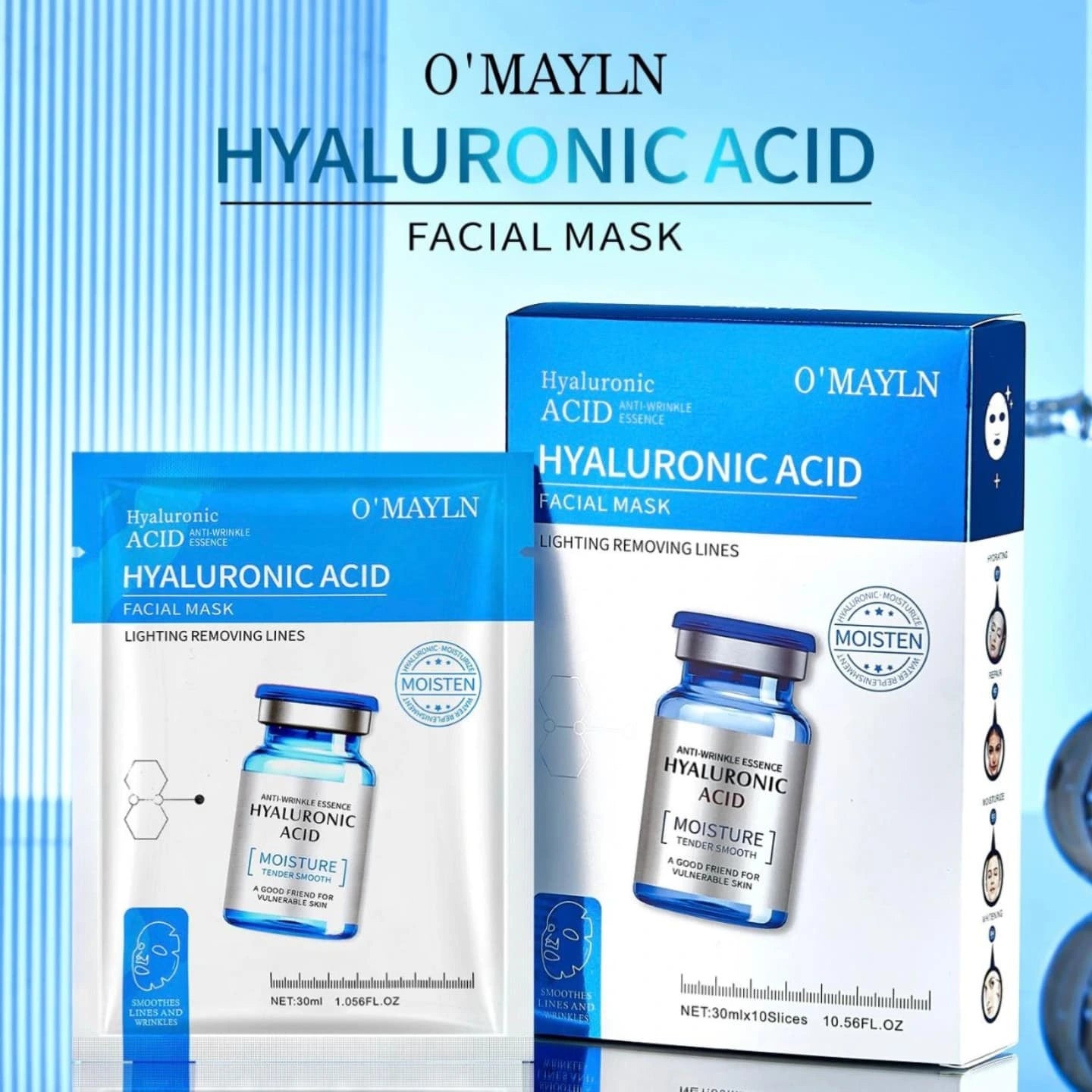 O'Mayln Hyaluronic Acid Facial Masks - 30ml x 10slices