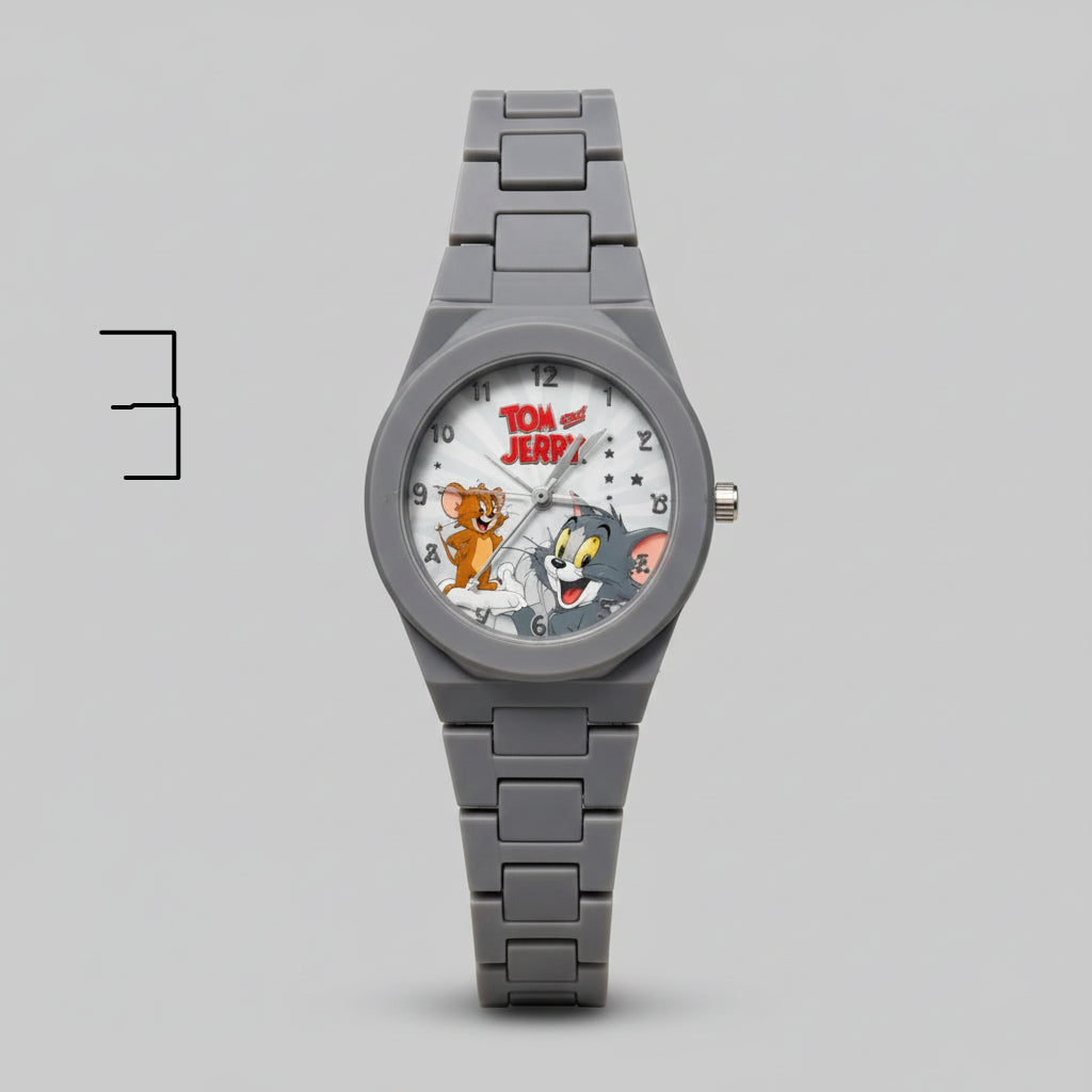 Tom and Jerry Grey Silicone Strap Kids Watch