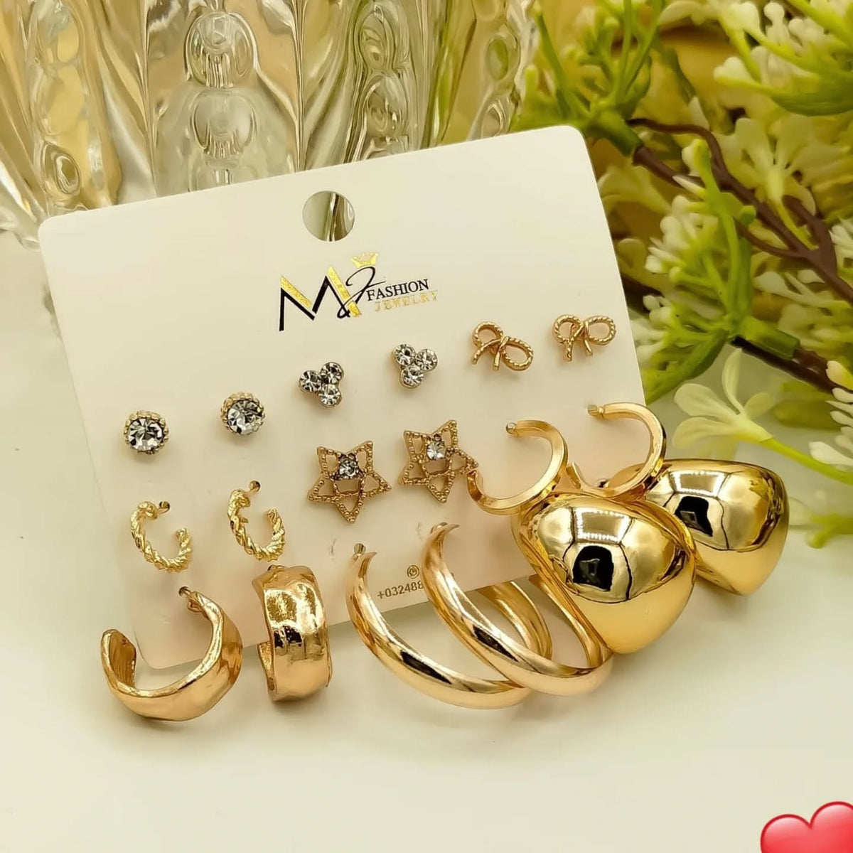 MJ Fashion 9 pair combo earings Set
