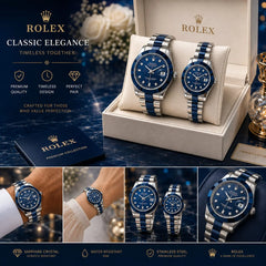 Rolex Classic Elegance Stainless Steel Couple Watch