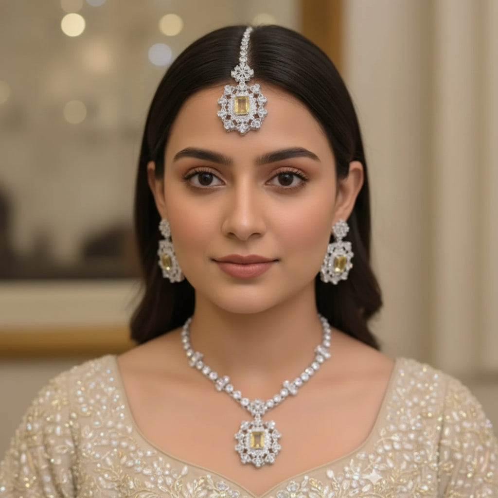 Rajwari Necklace Set Combo – Bracelet, Jhumki & Necklace