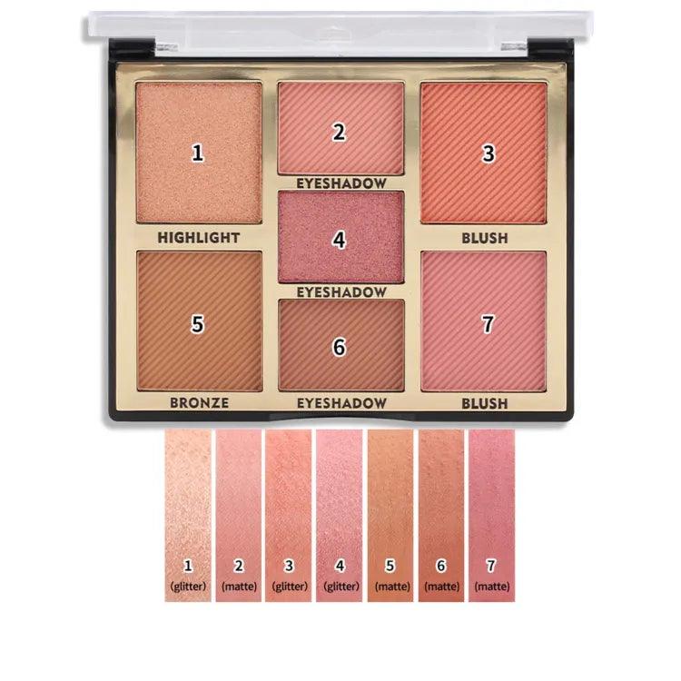 Miss Rose Blush, Highlight, Eyeshadow Palette - 7 Colors