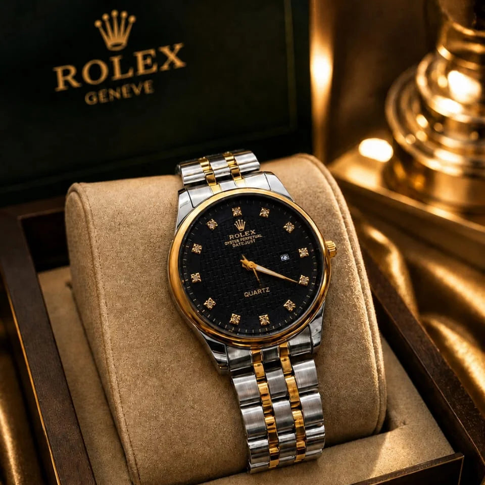 Rolex Style Stainless Steel Chain & Master Lock Watch - With Box