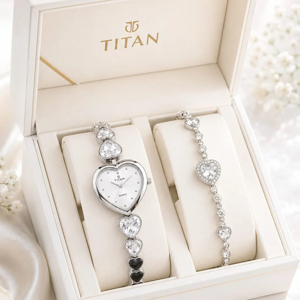 Titan Heart of Elegance Women Quartz Watch & Bracelet Set
