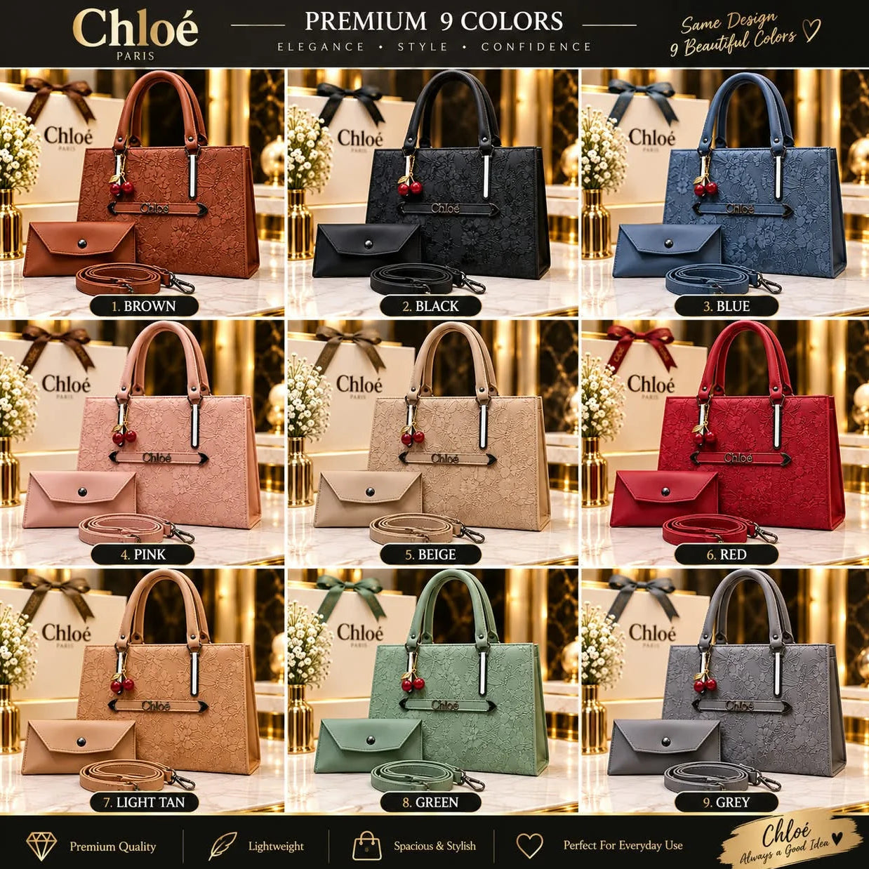 Chloé Floral Handbag & Pouch Set