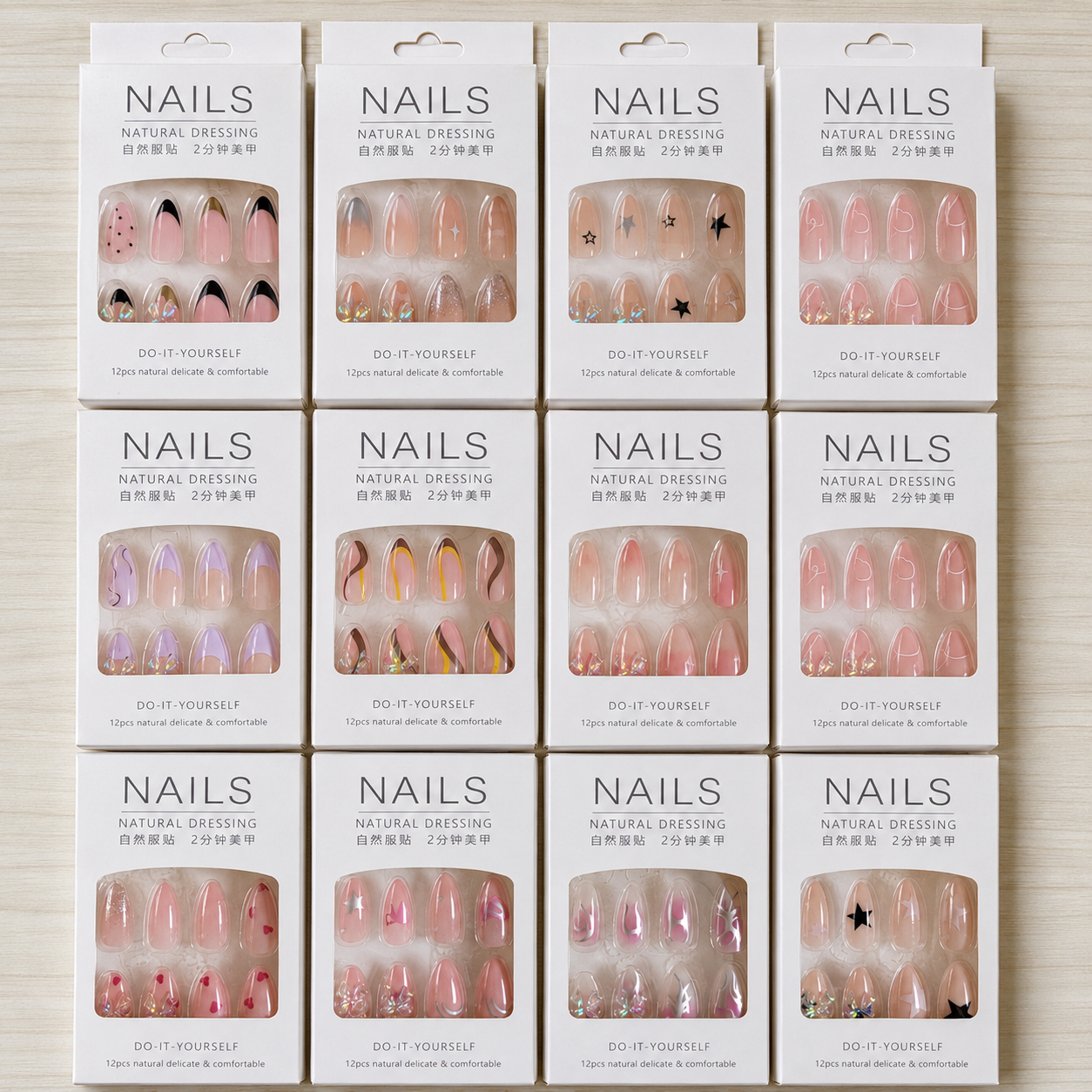 Luxury Press-On Nails Set - 12 Pcs