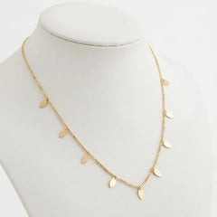 Delicate Gold Leaf Charm Drop Choker Necklace