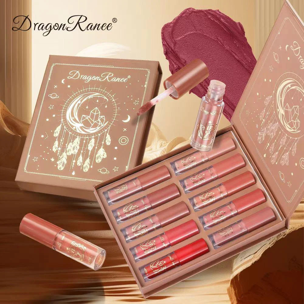 Dragon Ranee Cherry Matte Lip Gloss – 10 Pcs Set