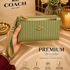 COACH Textured Leather Zip Wristlet