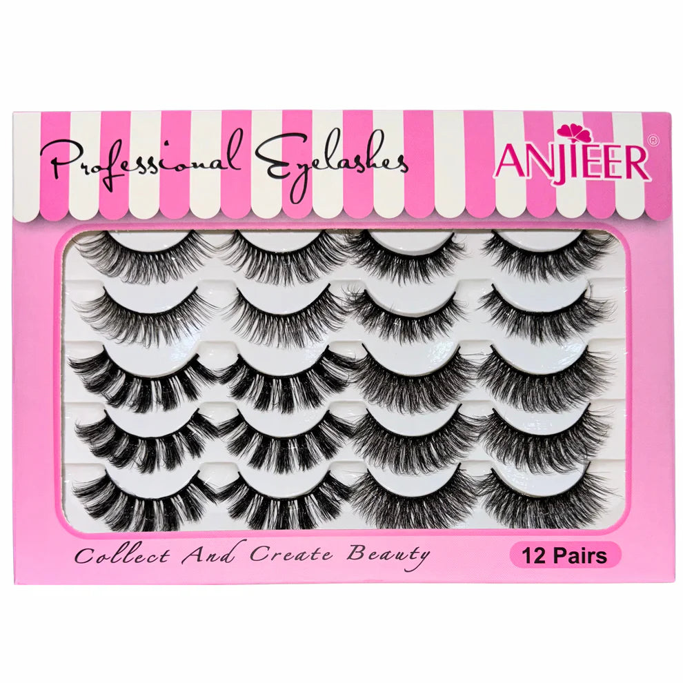 Anjieer 12 Pairs Mink Lashes - Luxurious