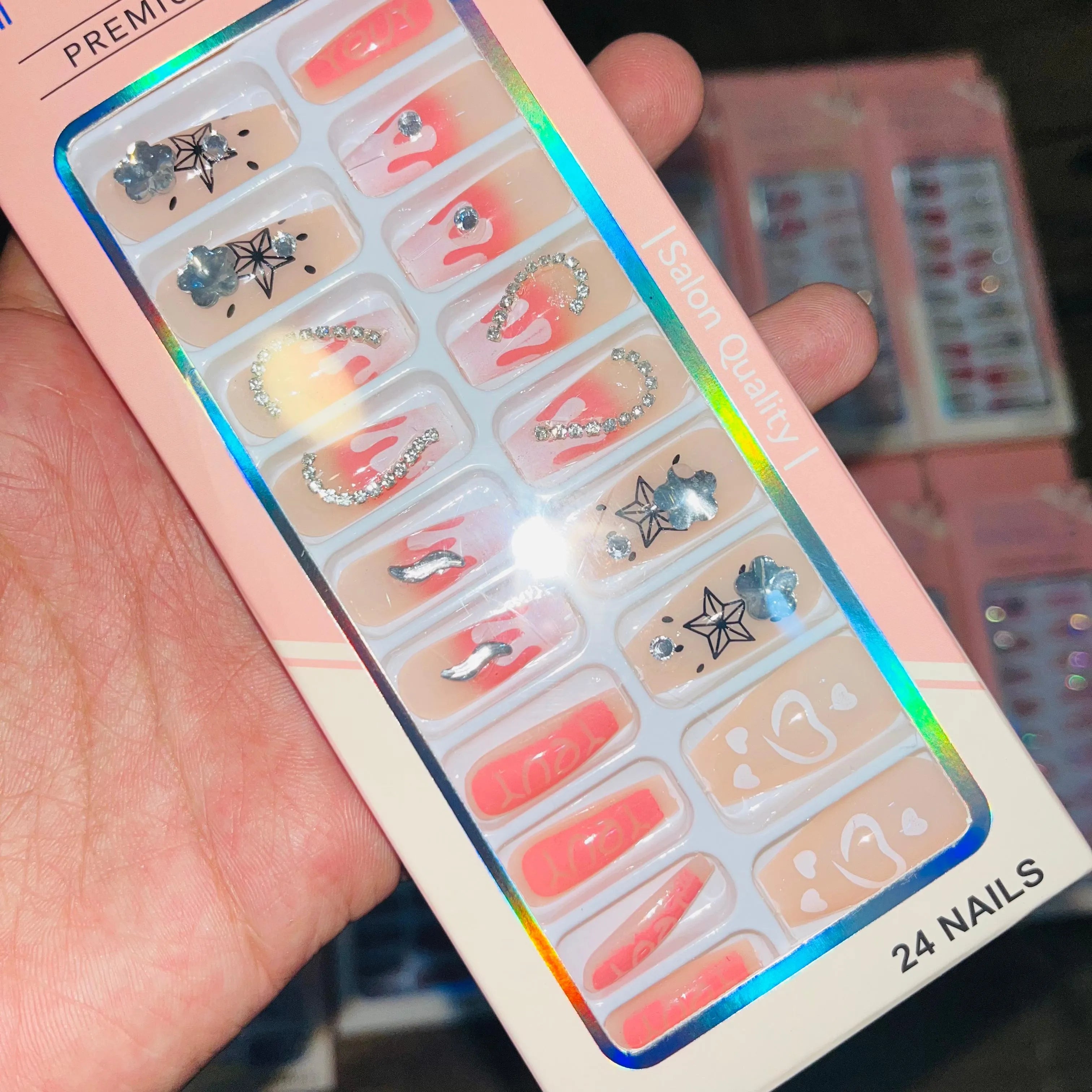 Professional Premium Series Artifical Nails With Free Stickers (24Pcs)