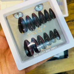 Pink key Stylish Artifical Nails With Free Stickers 12 Pcs