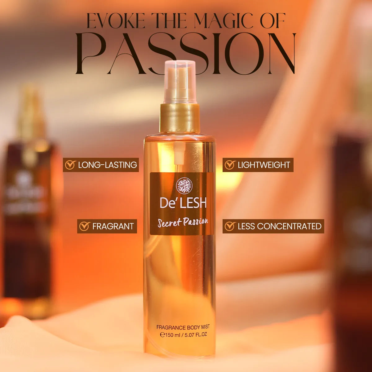 Delesh Secret passion Fragrance Body Mist - 150ml