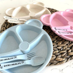 Baby Feeding Cartoon Dinner Plate with Spoon and Fork - Each