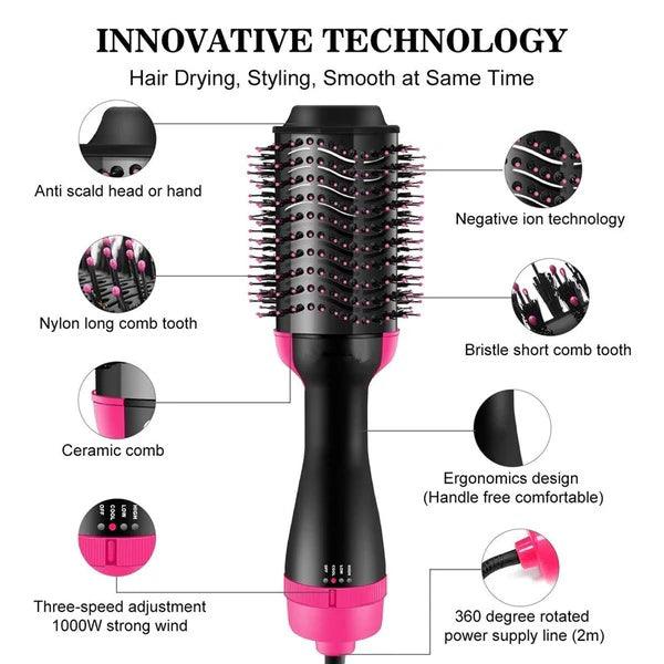 One Step Hot Air Brush - Dryer + Straightener with Gift Hair Hold Spray