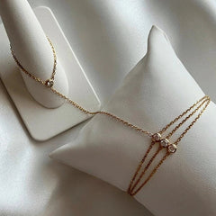 Gold Bezel Zircon Hand Chain Harness Bracelet